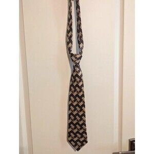Lanvin Paris silk tie EUC gold brown